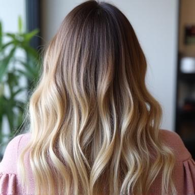 Trabajo de color balayage en tonos rubios