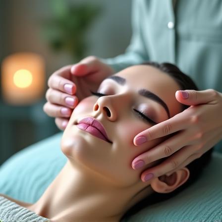 Mujer recibiendo un tratamiento facial relajante